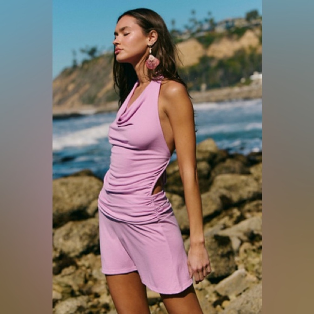 New free people Good Feels Cowl-Neck Mini Dress